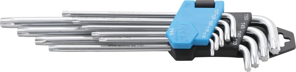 Clés mâles coudées T10-50 BGS 793 pour vis difficiles d'accès - 9 pcs - 3