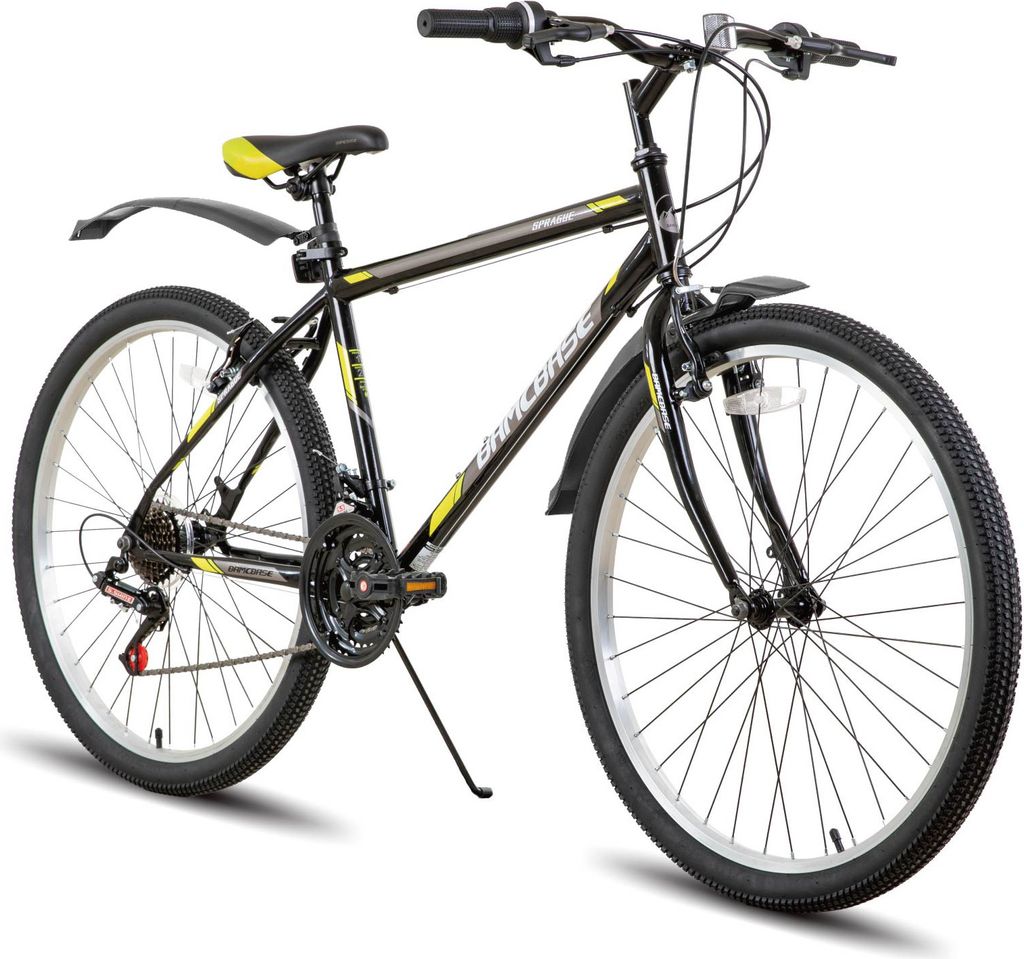 HILAND 24 Zoll Mountainbike für Männer Frauen, 21 Gänge High-Kohlenstoffstahlrahmen, Sport Radfahren MTB Fahrrad für Erwachsene Jugend, Schwarz