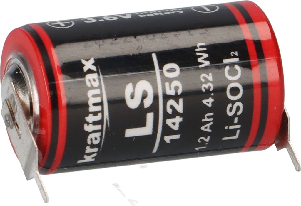 Kraftmax Li 3,6V Batterie mit Pins +/- LS14250 1/2 AA