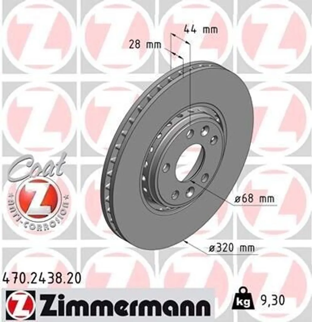 Disque de frein ventilé Zimmermann pour Scenic IV et Espace V (JR) 470