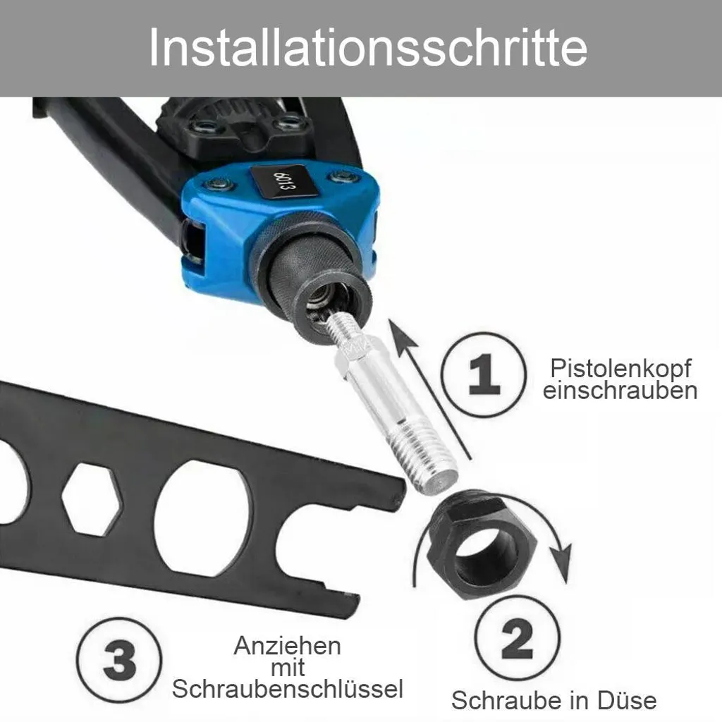 Jeu de pinces à rivets avec embouts interchangeables bleus - 5 pièces