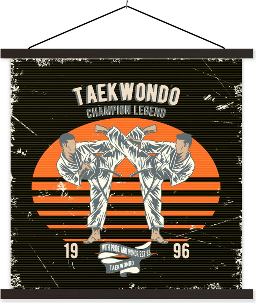 MuchoWow Textilposter Jahrgang - Sport - Taekwondo 60x60 cm mit schwarzem Rahmen - Posteraufhänger