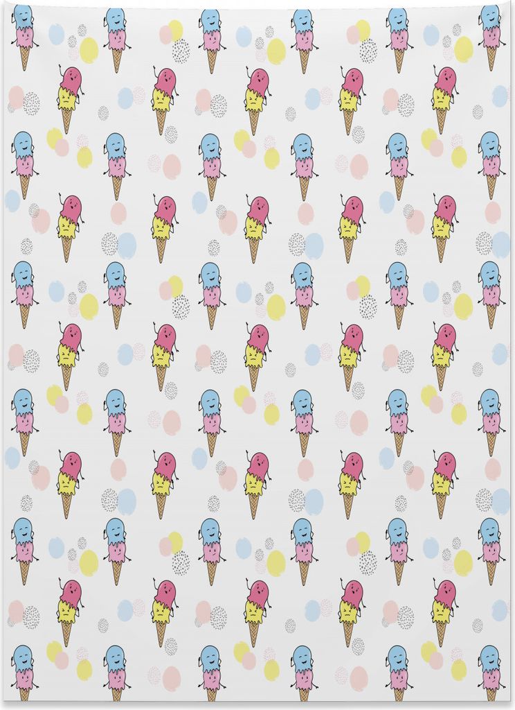 Abakuhaus Eis Wandteppich, Lustige Maskottchen der Karikatur aus Weiches Mikrofaser Stoff Kein Verblassen Klare Farben Waschbar, 110 x 150 cm, Mehr...