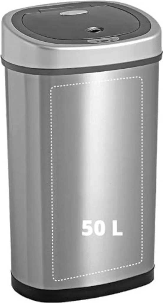 Poubelle de cuisine 50L grise à griffes pour sacs standards et tri