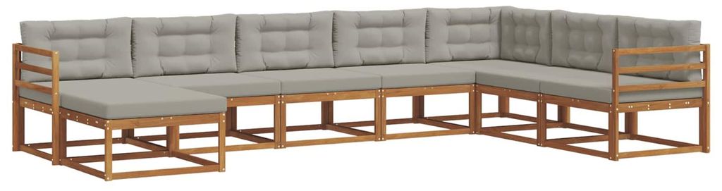vidaXL Outdoor-Sofagarnitur mit Kissen 8 pcs Natürlich und Hellgrau