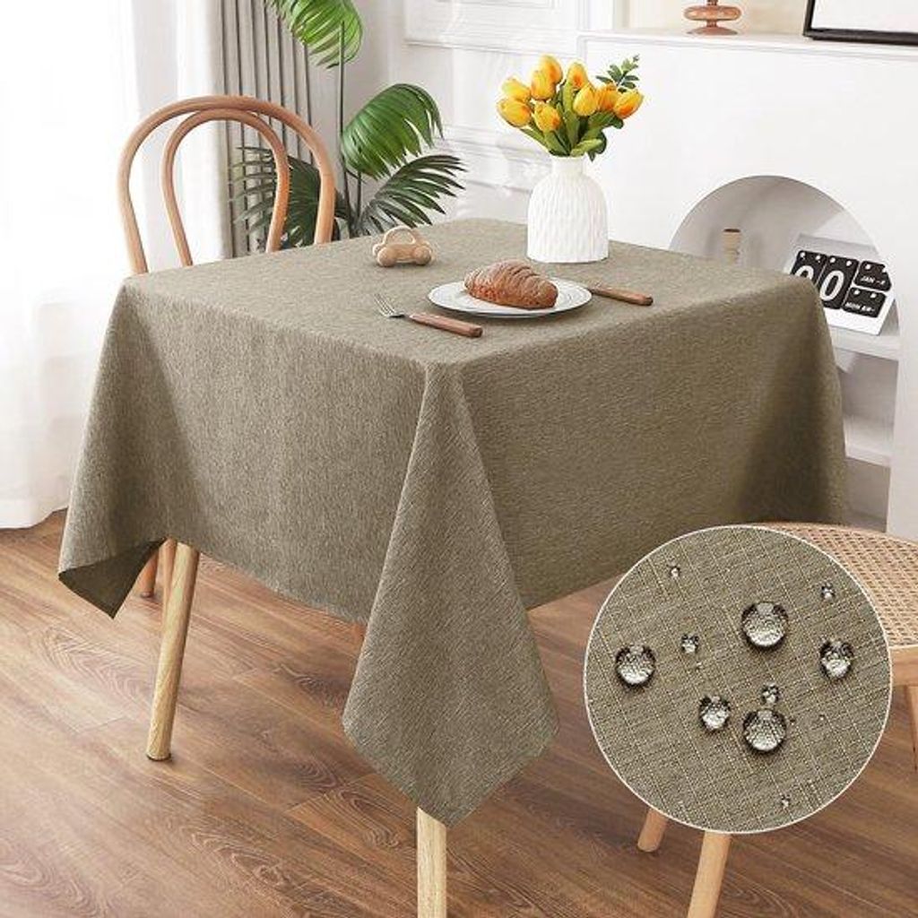 Kaffeebraunes, wassbares Tischdecken 140x140cm, Polyester, lotuseffekt, krasbeständig