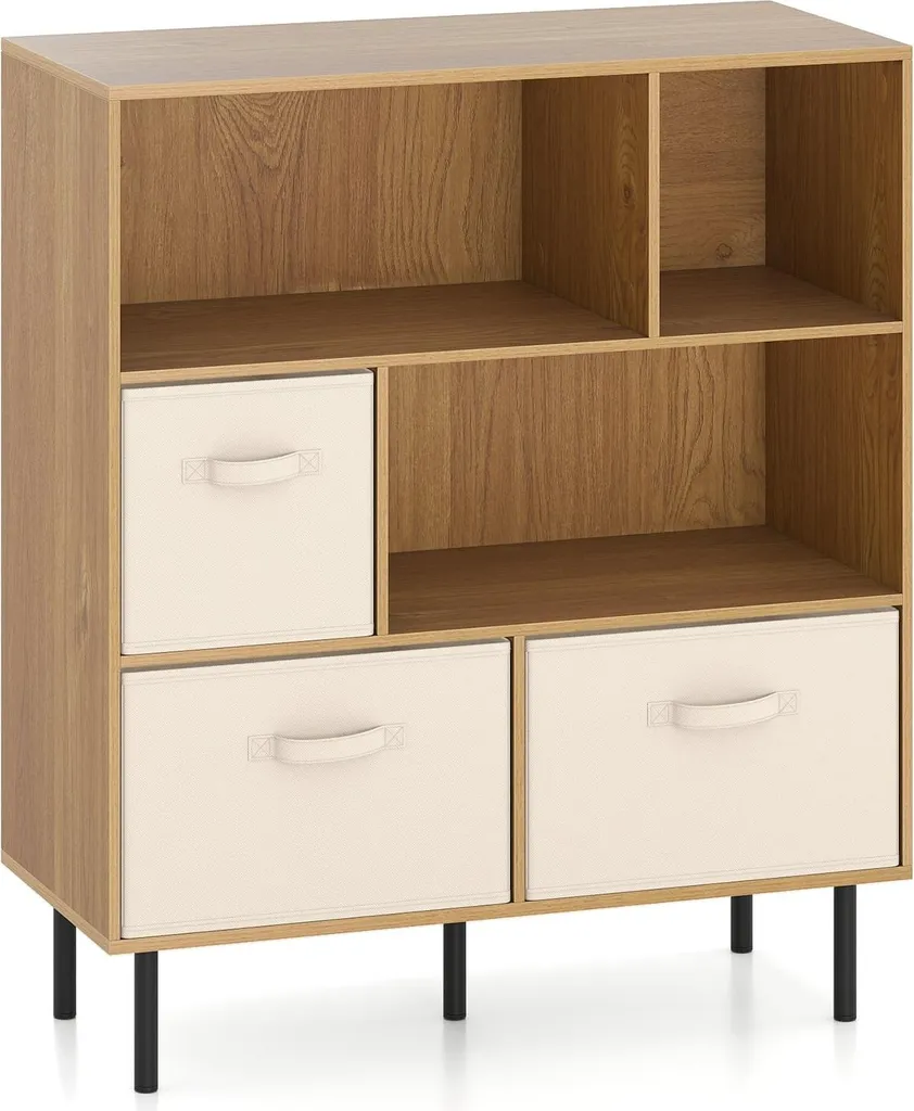 Étagère à 6 cubes pour organisation jouets et livres avec bacs tissu