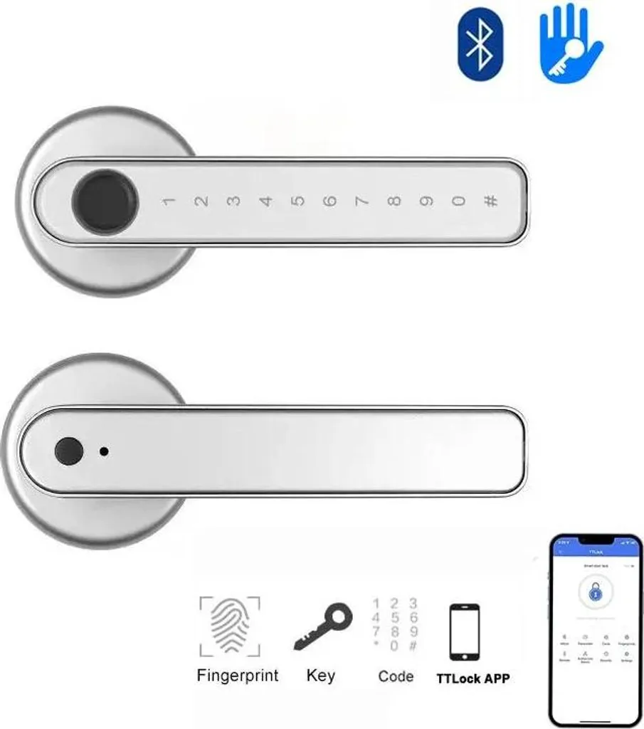 Serrure à empreinte digitale Bluetooth Argent avec accès à distance - 2