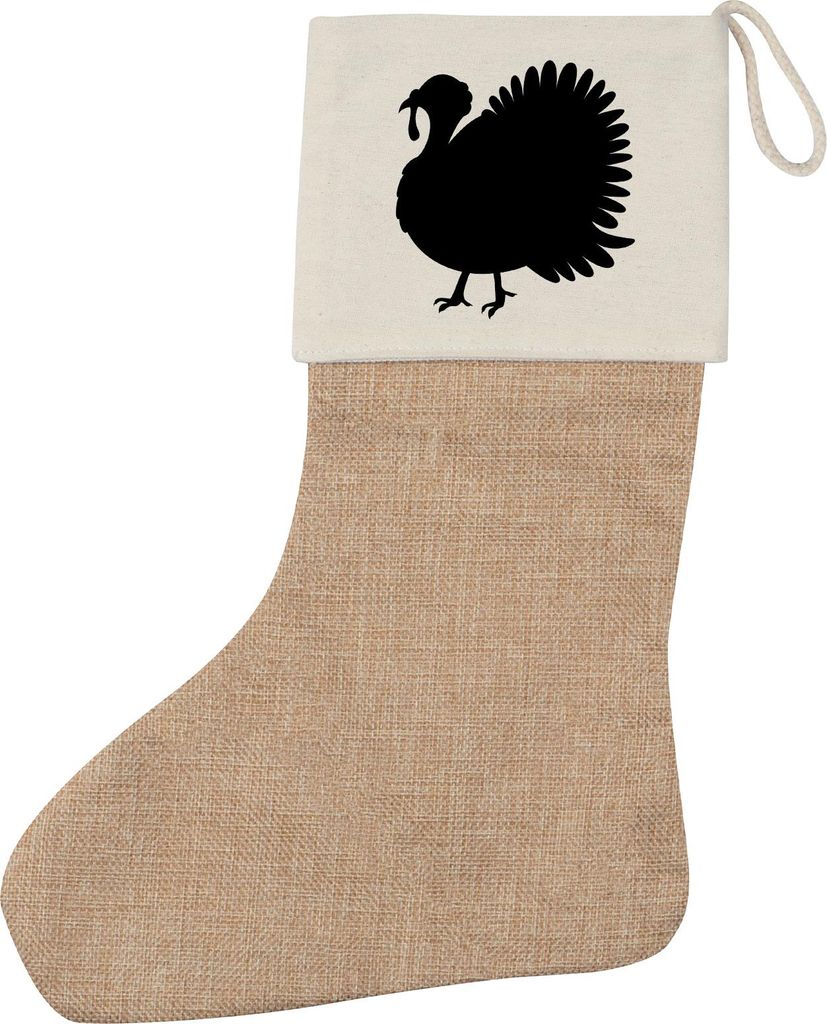 Huuraa Weihnachtsstrumpf Truthahn Silhouette Beige Jute Kaminstrumpf Geschenkidee