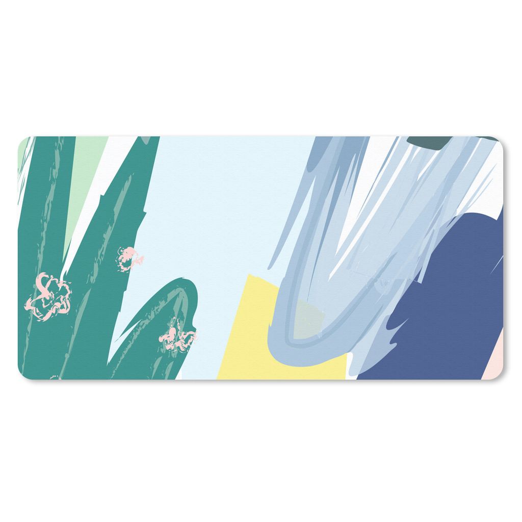 MuchoWow Schreibtischunterlage Sommer - Abstrakt - Gelb - Grün 80x40 cm - XXL Mauspad - Gaming Mauspad
