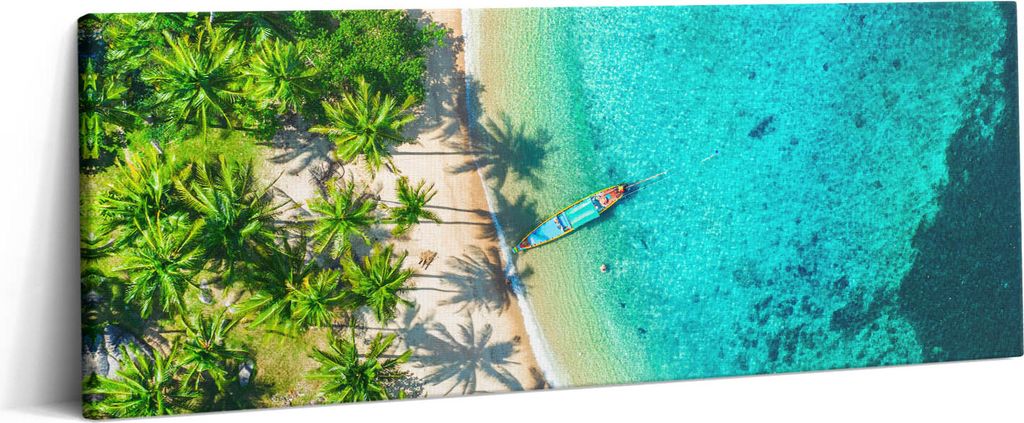 Tropischer Strand auf Koh Tao – Leinwandbild Wandbild – 125x50 cm – Leinwandbilder – Wandbilder – Schlafzimmer – Flur