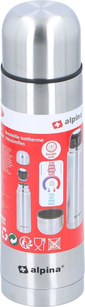 Edco Thermosflasche silber 480ml doppelwandig für heiße und Produktbild 