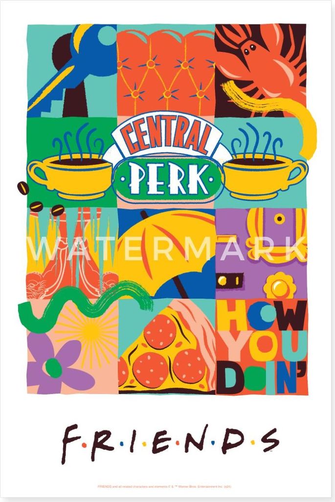 Spreadshirt Friends Central Perk Cooles Retro-Design Poster 40x60 cm, One size, Weiß