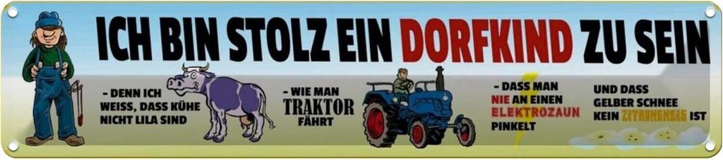 vianmo Blechschild 10x46 cm bin stolz Dorfkind zu sein Dekoration Spruch Zitat