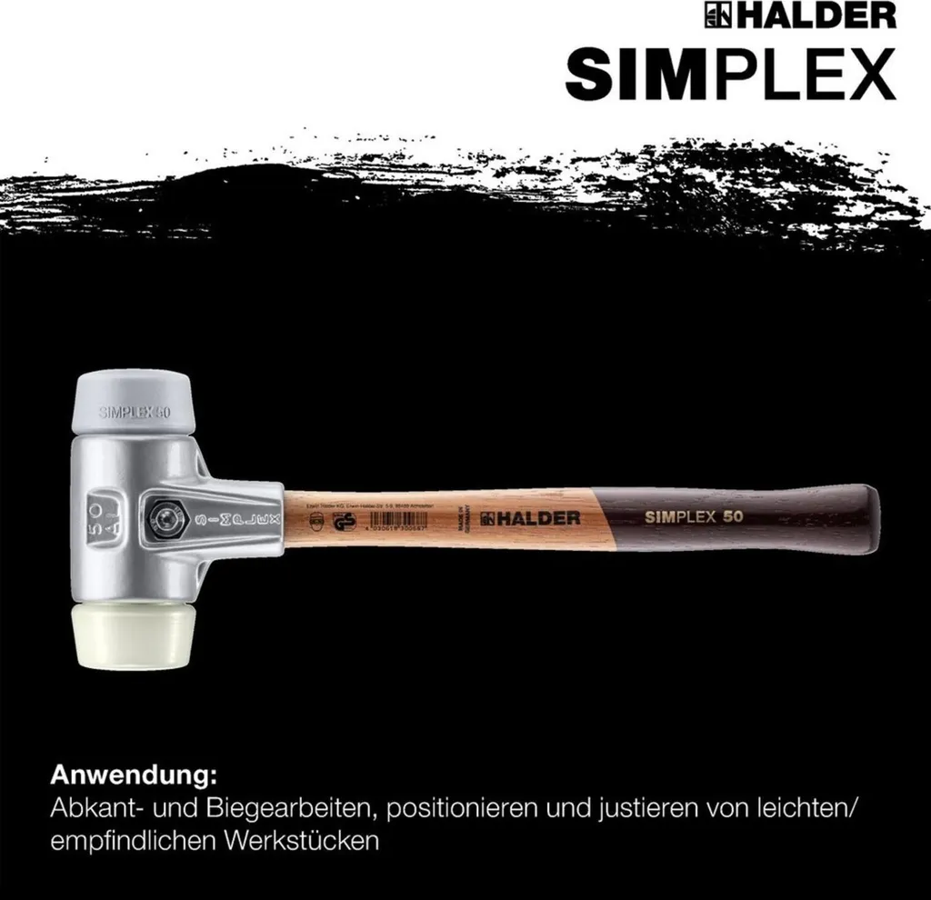 Mazza SIMPLEX a faccia morbida con alloggiamento in alluminio e impugnatura in legno, Ø 40, TPE-mid / nylon - 10
