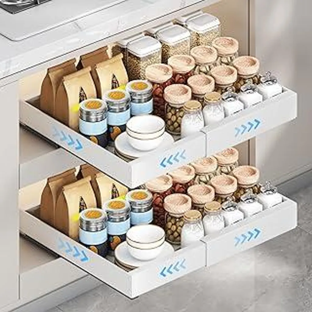 Set 2 Organizer Estraibili per Mobile Cucina | Telescopico 32-53 cm