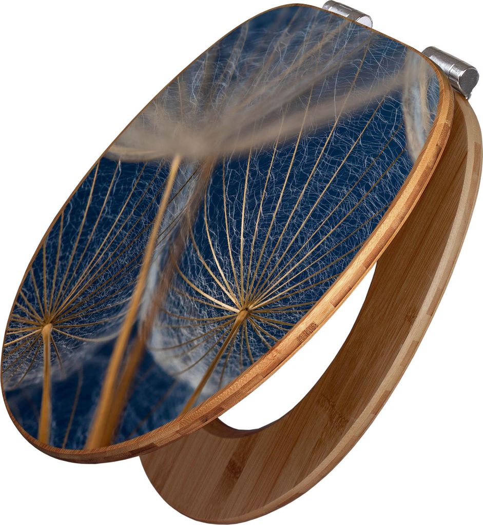banjado Design WC Sitz Bambus Absenkautomatik -Verblüht - Toilettendeckel mit Absenkautomatik Holz/hochwertiger Bambus Klodeckel/WC-Sitz für alle...