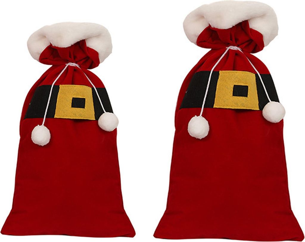 Weihnachts-Süßigkeitentasche, Weihnachts-Leckerli-Tasche, Stoff-Snack-Verpackungstasche, rot beflockte Party-Geschenktasche für Weihnachtsdekora...