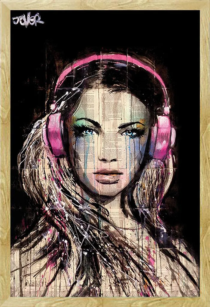 Maxi Poster DJ Girl Loui Jover Inchiostro + Cornice Shinsuke Faggio MDF