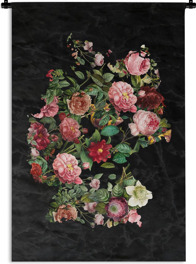 MuchoWow Wandteppich Wandbehang Karte - Deutschland - Blumen 60x90 cm Tapisserie Dekoration Wandtuch - Foto-Teppich - Abwaschbar
