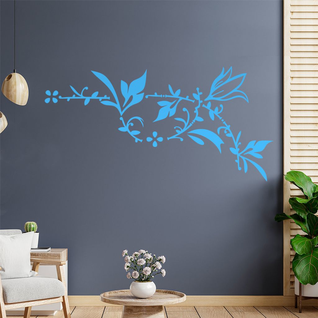 Blume - Ranken Wandtattoo in 6 Größen - Wandaufkleber Wall Sticker - Dekoration, Küche, Wohnzimmer, Schlafzimmer, Badezimmer
