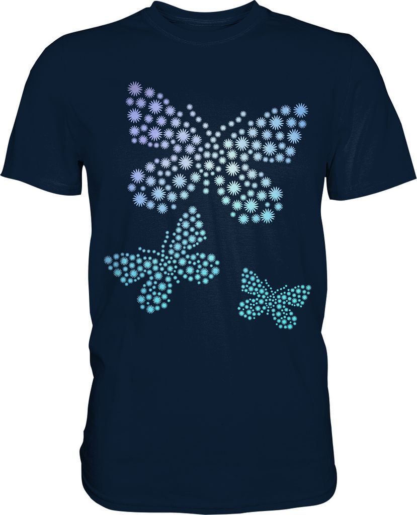 Blumen Frauen Schmetterling T-Shirt – Navy / M Produktbild 