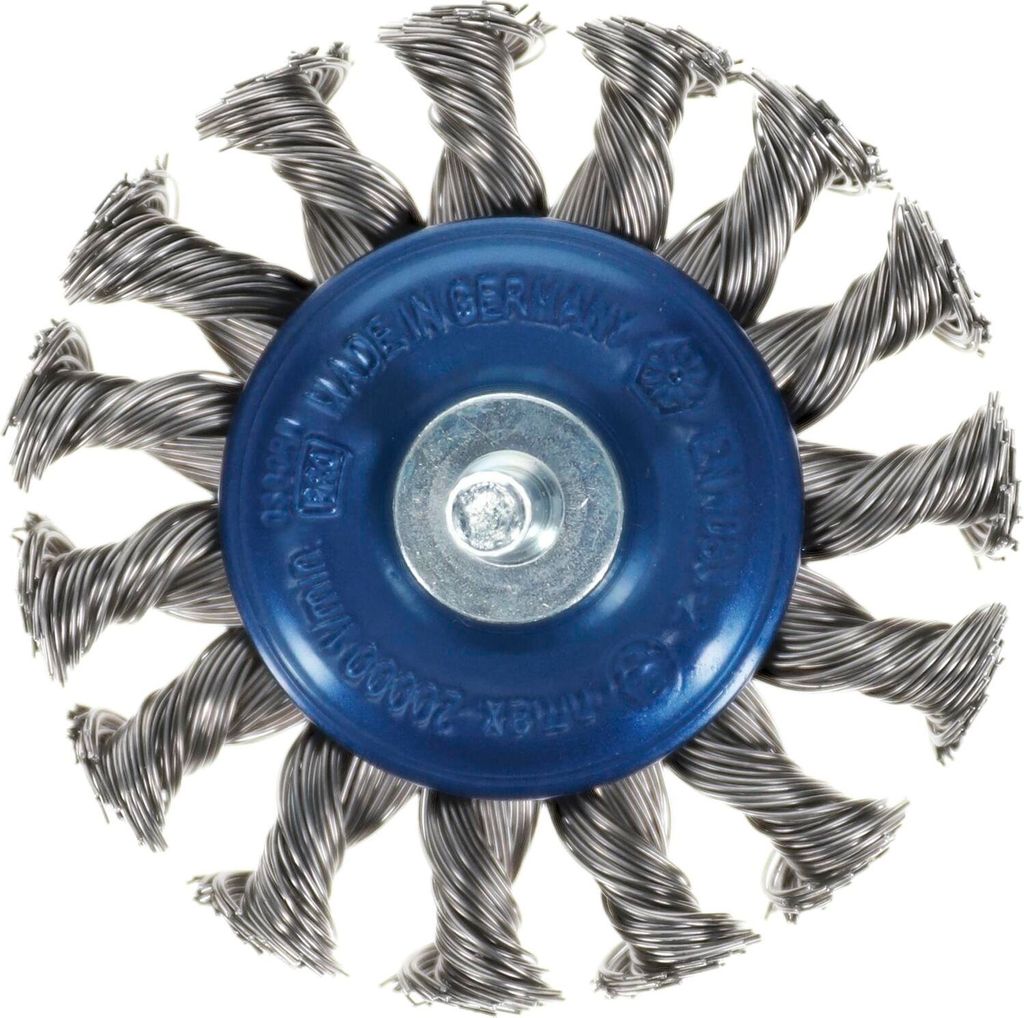 Osborn Rundbürste mit Schaft 75x12x6mm - Stahldraht gezopft 0,35mm, Industriequalität, für Bohrmaschine, 18mm Nutzlänge