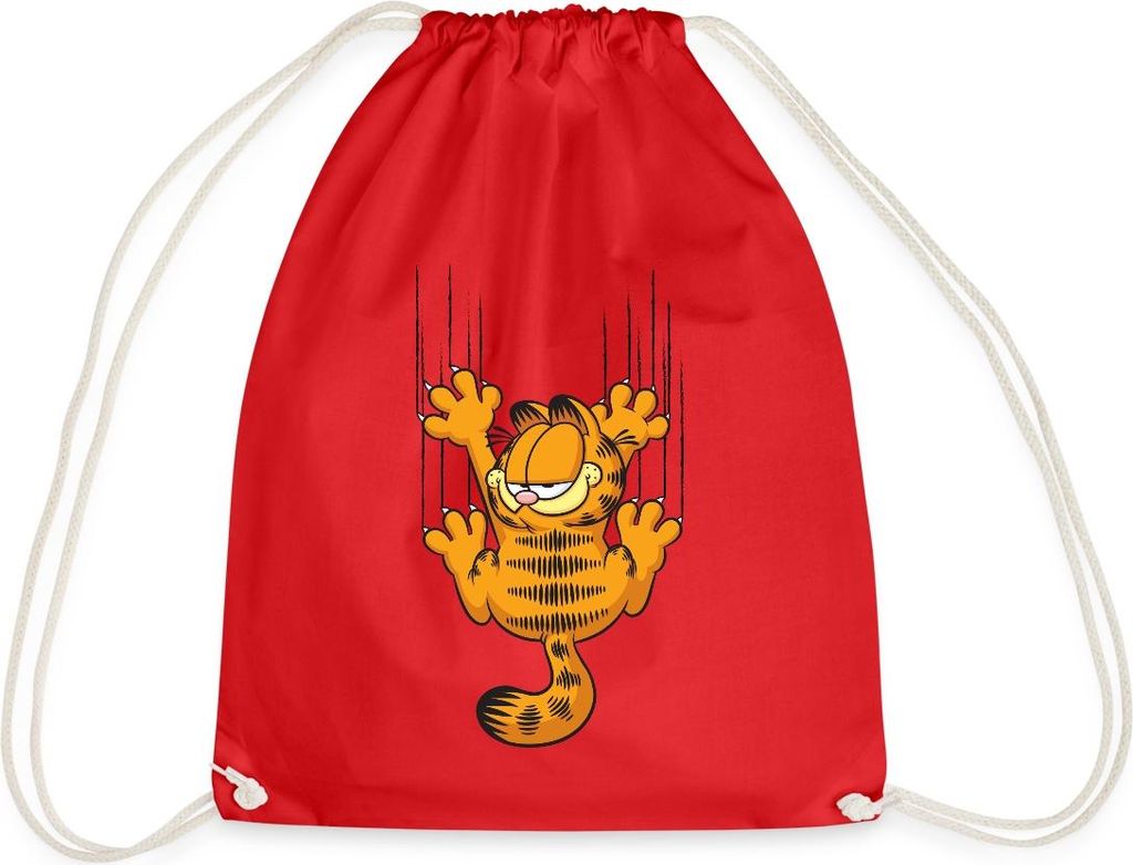 Spreadshirt Garfield Kratzer Turnbeutel, One size, Rot