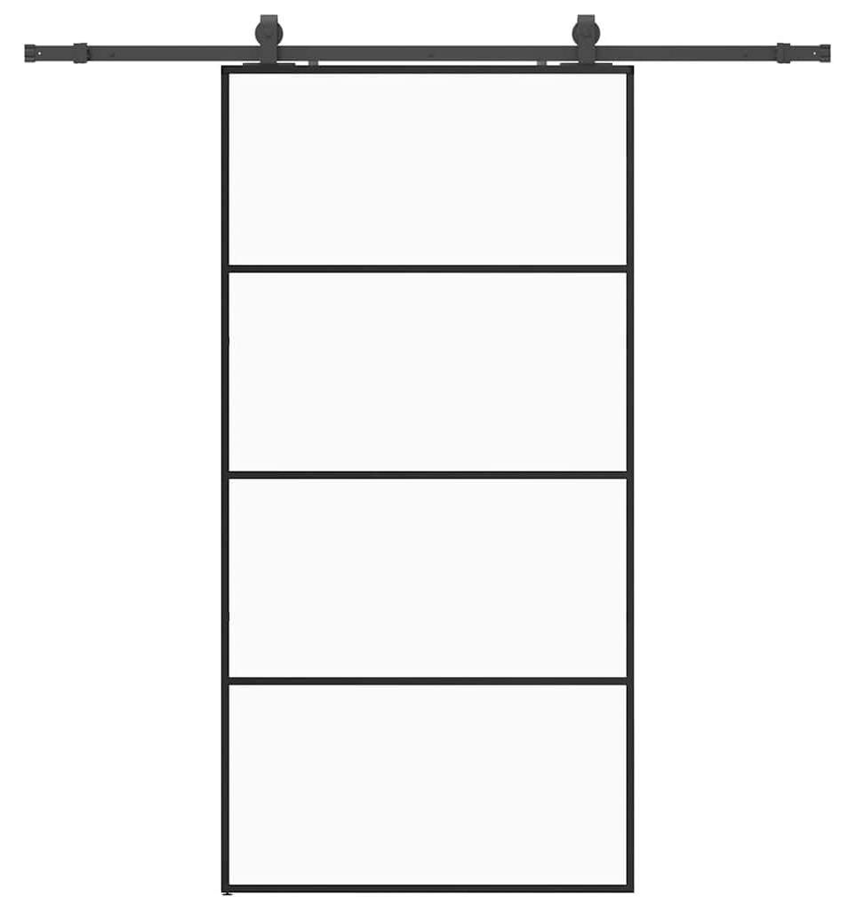 vidaXL Schiebetür mit Beschlag Schwarz 102,5x205 cm ESG-Glas