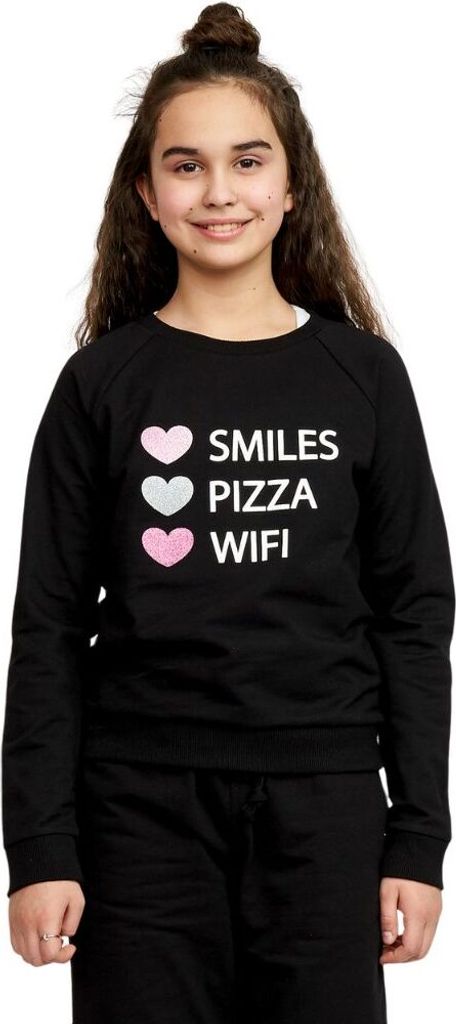 Mädchen-Sweatshirt Smiles - Schwarz - 128