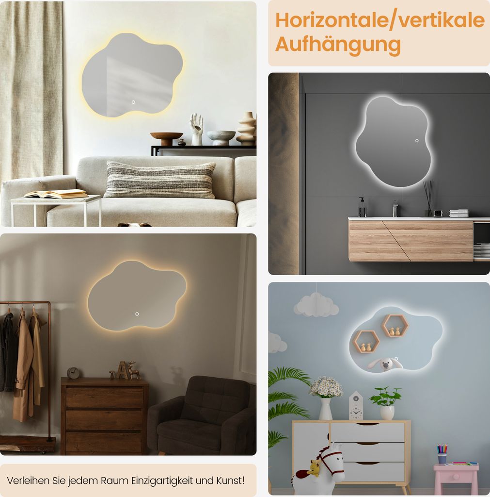 EMKE LED koupelnové zrcadlo 60 x 50 cm Koupelnové zrcadlo s Obrázek produktu 8