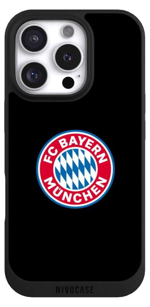 NIVOCASE Handyhülle für Apple iPhone 16 Pro Hülle NIVOpure Case Schwarz FC Bayern München Logo Offizielles Lizenzprodukt