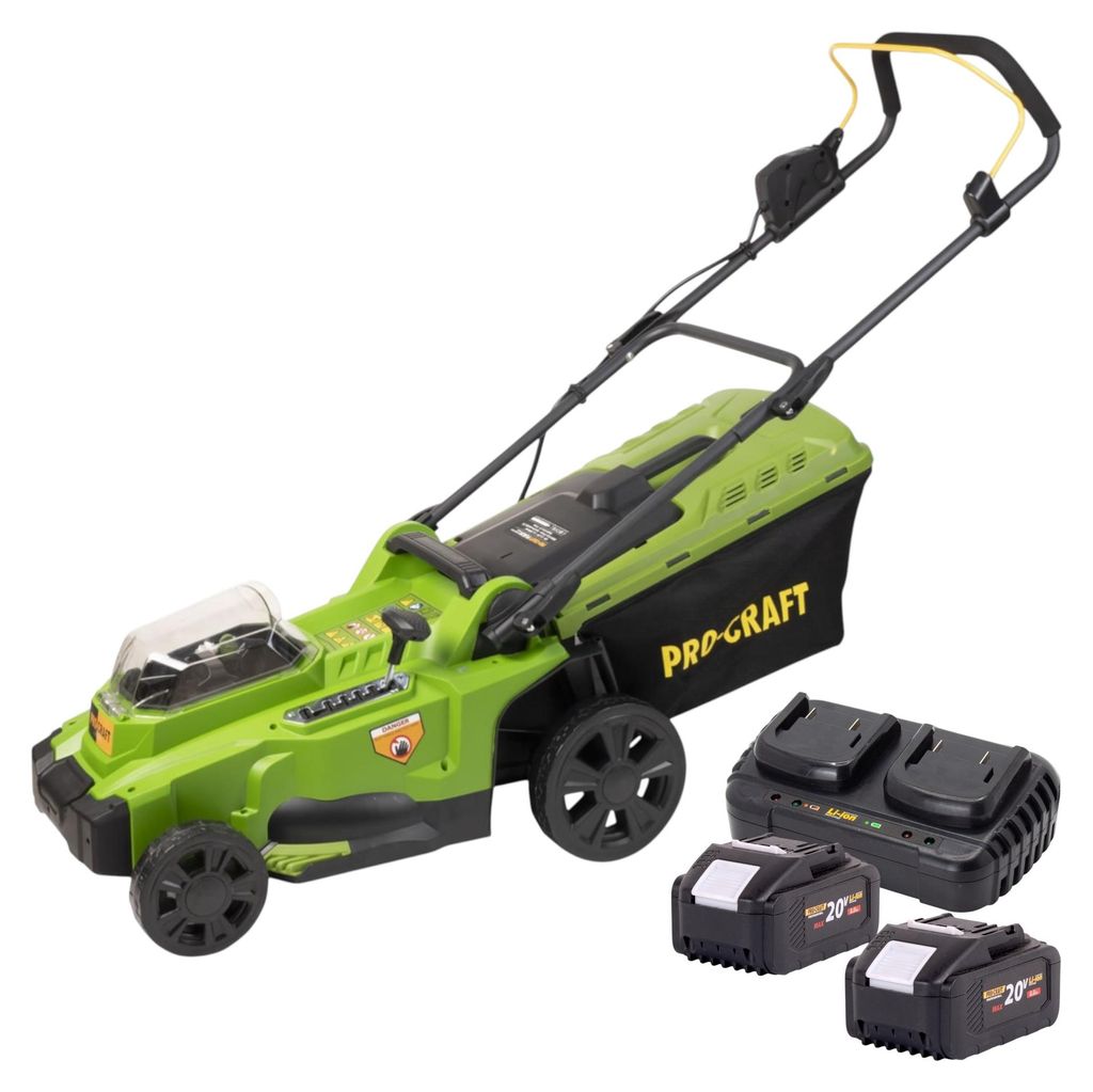 Procraft PLM20bb Akku Rasenmäher 40 V ( 2x 20 V ) 370 mm Brushless + 2x Akku 8,0 Ah + Ladegerät