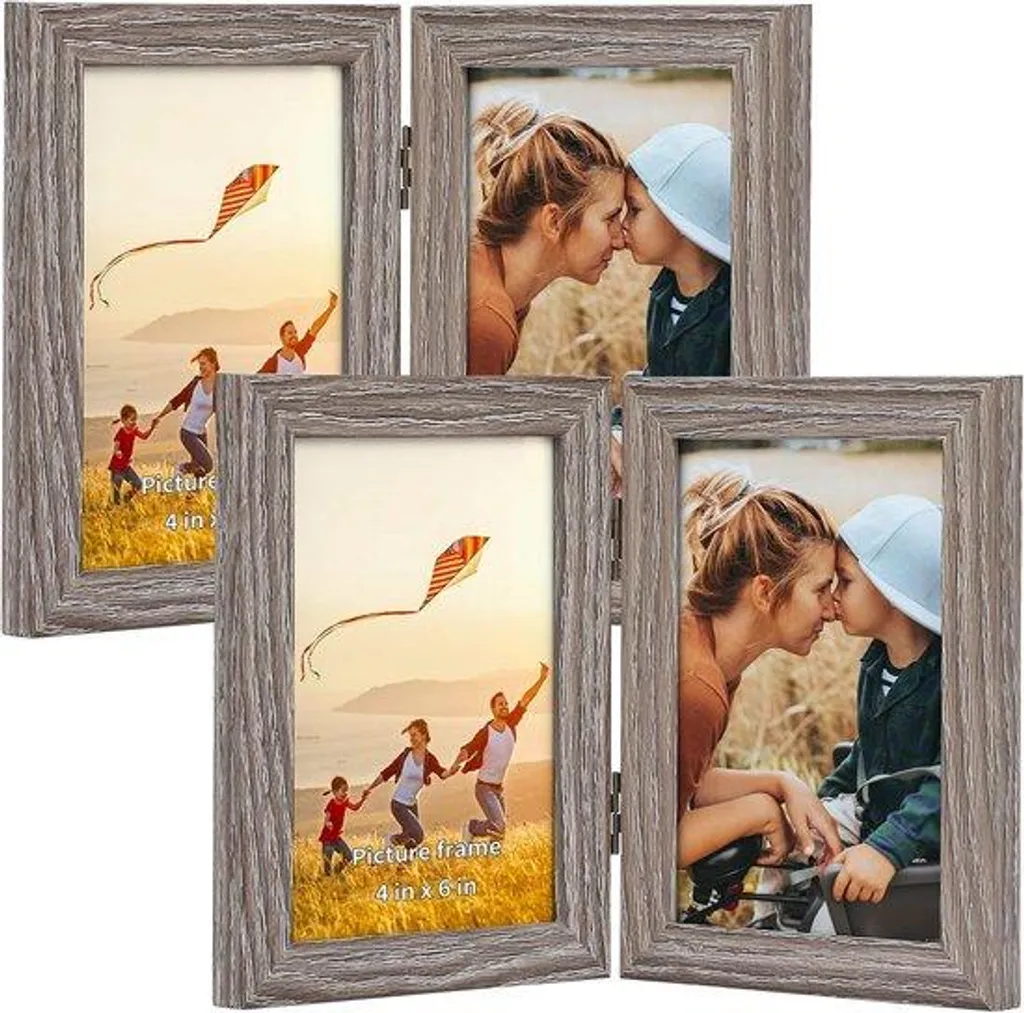 Lot de 2 cadres photo gris en verre 10x15 cm pour vos souvenirs