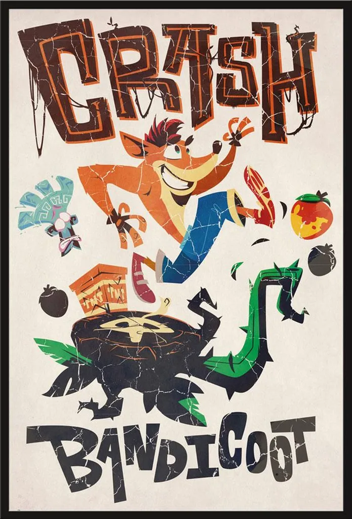 Poster Crash Bandicoot Adventures Encadré sous Vitre Acrylique 61x91 cm