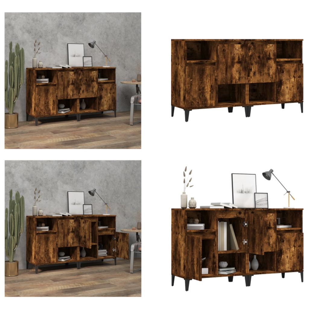 vidaXL Sideboards 2 Stk. Räuchereiche 60x35x70 cm Holzwerkstoff - Sideboard - Sideboards - Schrank - Aufbewahrungsschrank