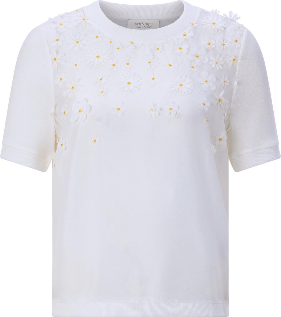 Rich & Royal (4) Knit Mat Mix T-Shirt with Flower Ap 113 113 XL