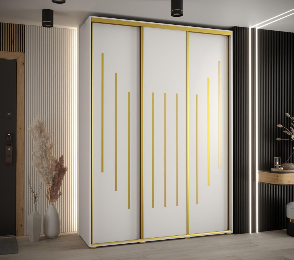 Kleiderschrank ASIRI 8 – 170/60 cm, weiß/gold