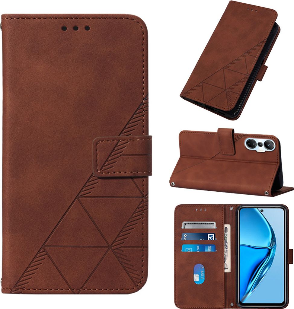 Infinix Hot 20S / 20 Pro Hülle, Schlank Prägung Flip Leder Kartenfächer Schutzhülle mit Ständer für Infinix Hot 20S / 20 Pro Braun