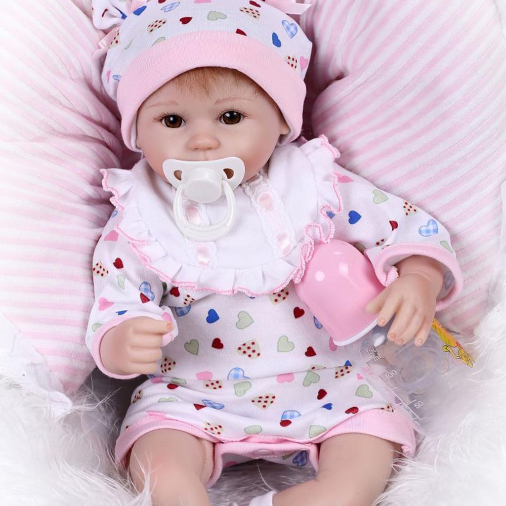 40 cm Reborn Baby Puppe Lebensecht Weich Silikon Handgefertigt Mädchen Geschenk 