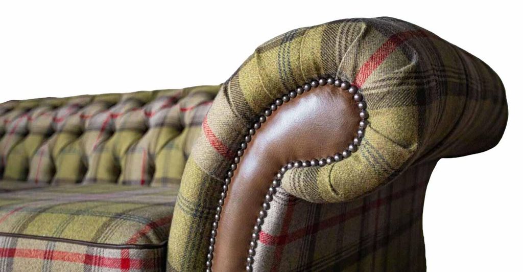 Chesterfield Design Polster Luxus Sitz Sofa Couch Grün Textil 3 Sitzer