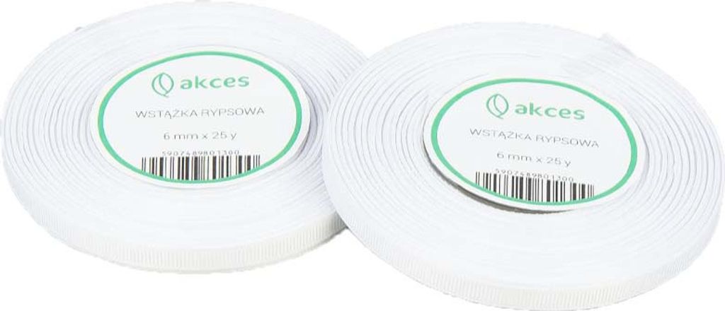 Ruban reps 6 mm, blanc 22,5 mètres Image du produit 