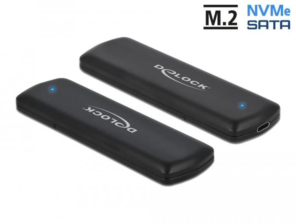 Delock Externes USB Type-C Combo Gehäuse für M.2 NVMe PCIe oder SATA SSD - werkzeugfrei