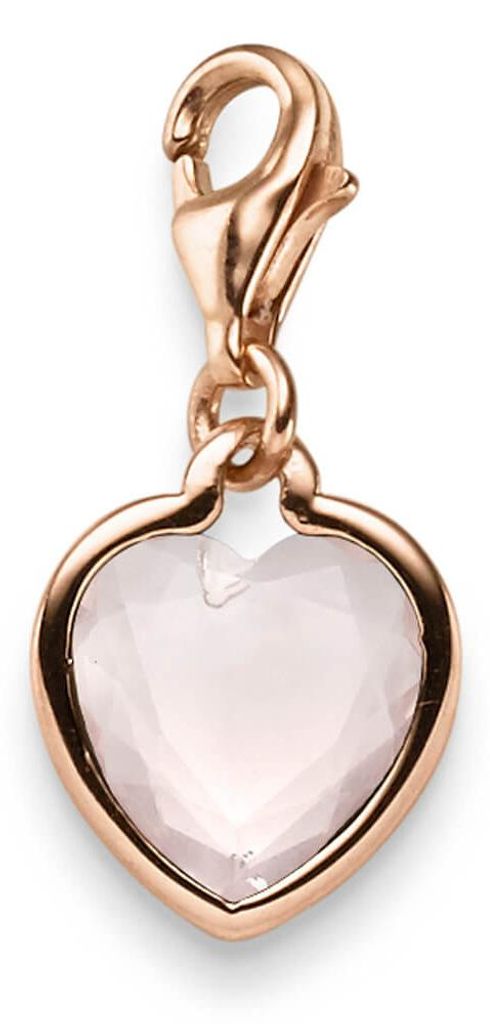 Einhänger Charm Herz mit Pink Quarz 23,5x10,5mm 585 Gold Rotgold