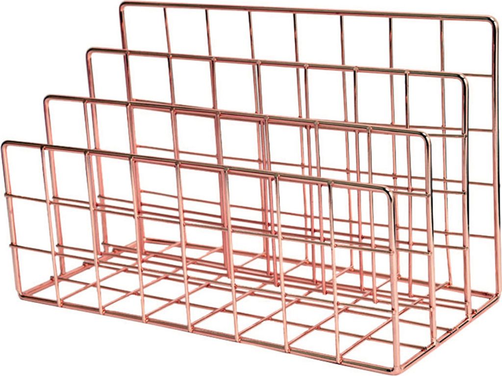 3 Layers Iron Book Magazine Dokumentspeicher Regal Stand Schlafsaal Office Supply-Roségold