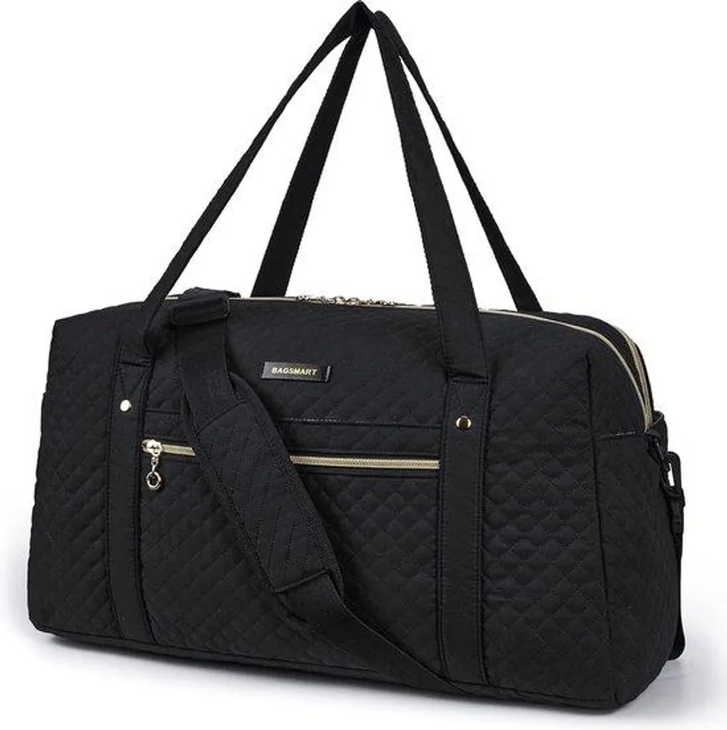 Sac de voyage idéal week-end femme noir, spacieux et compartiment PC