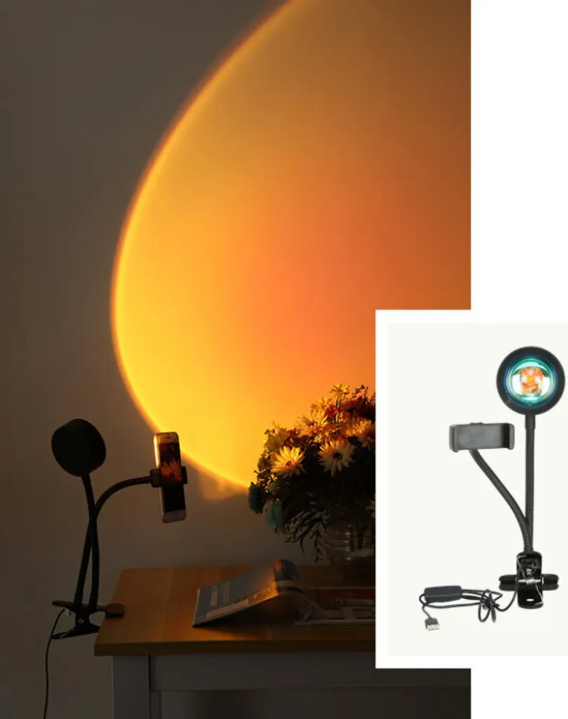 Proiettore Luce Tramonto per Selfie e TikTok - Lampada 3W USB Clip
