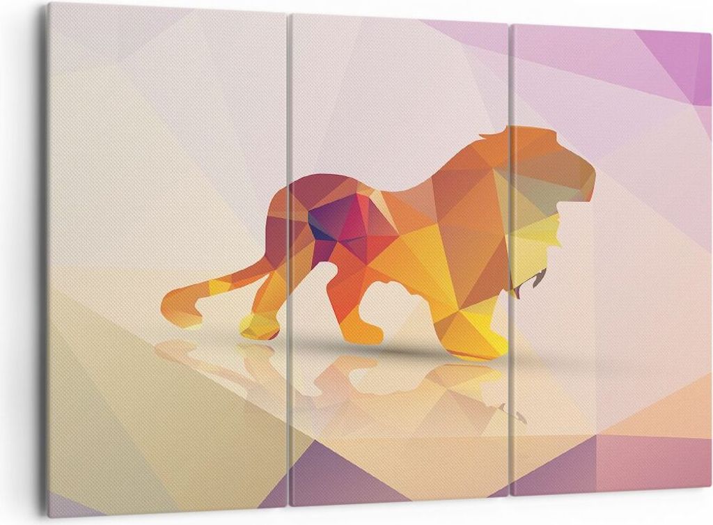 Bild auf Leinwand - Leinwandbild - Löwe Illustration modern - 165x110cm - Wand Bild - Wanddeko - Leinwanddruck - Bilder - Kunstdruck - Wanddekorat...