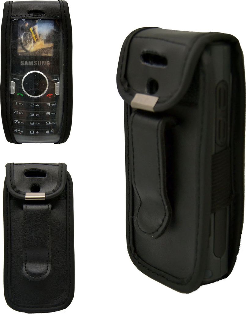 caseroxx Ledertasche mit Gürtelclip kompatibel mit Samsung SGH-M110 aus Echtleder, Tasche mit Gürtelclip und Sichtfenster
