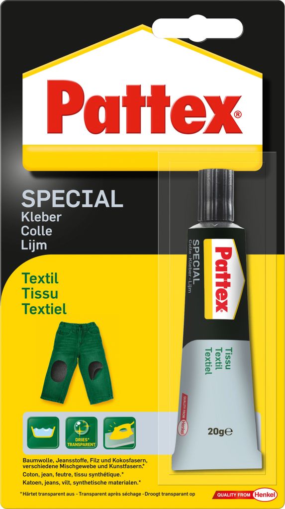 Pattex Spezialkleber Textil, für gewebte Stoffe, Tube, 20g Produktbild 